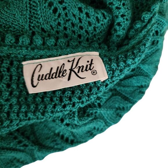 Vintage 1990s Open Weave Long Sleeve Sweater Womens Size L Teal Blue Green - Picture 6 of 6